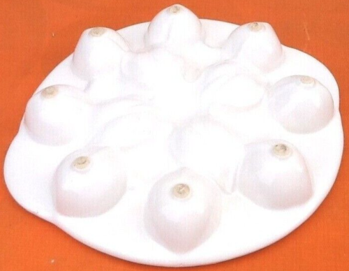 4 dishes / snail plates white ceramic 12 holes