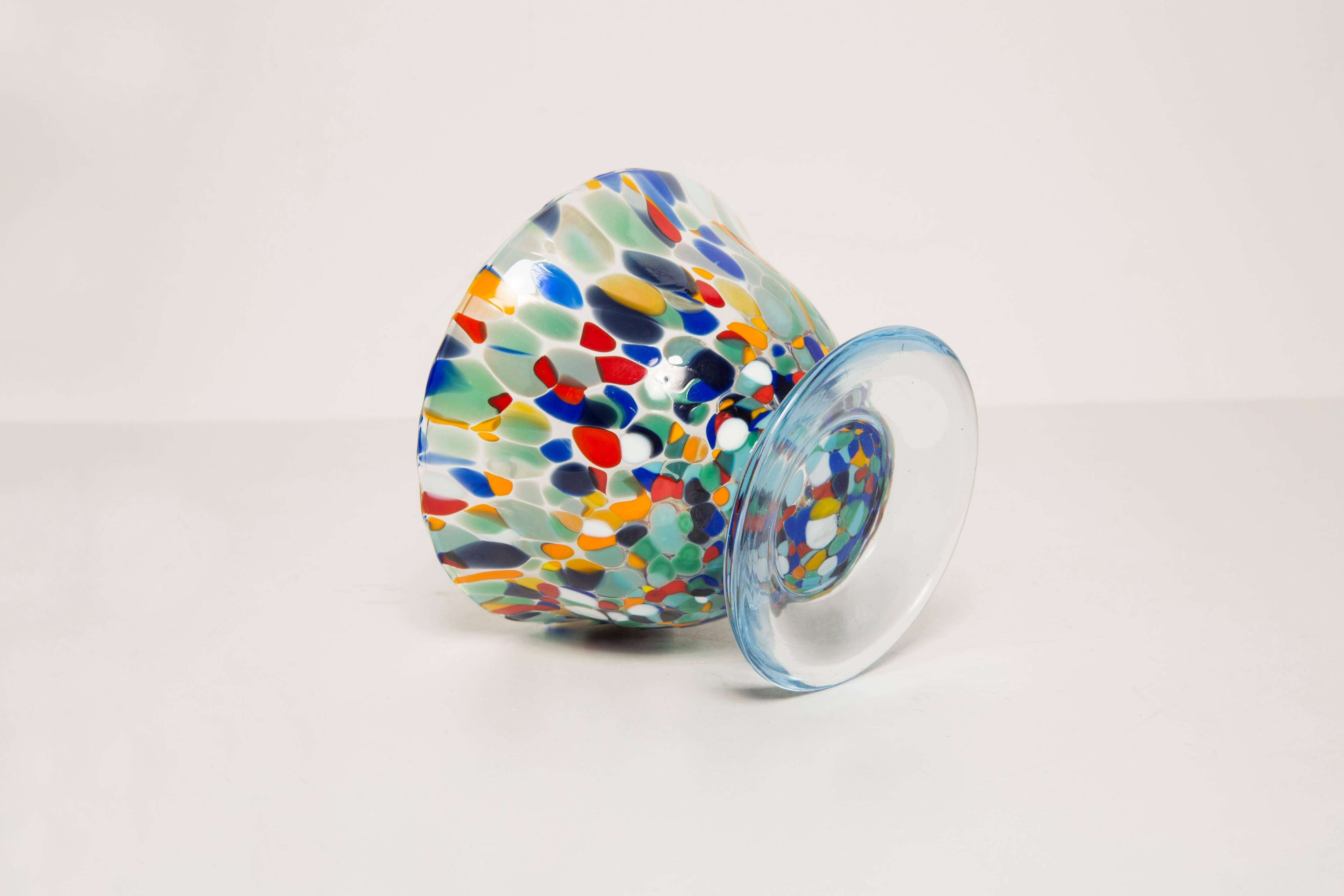 Set of three blue Murano glasses, ice cream bowls, Italy, Europe, 2000s