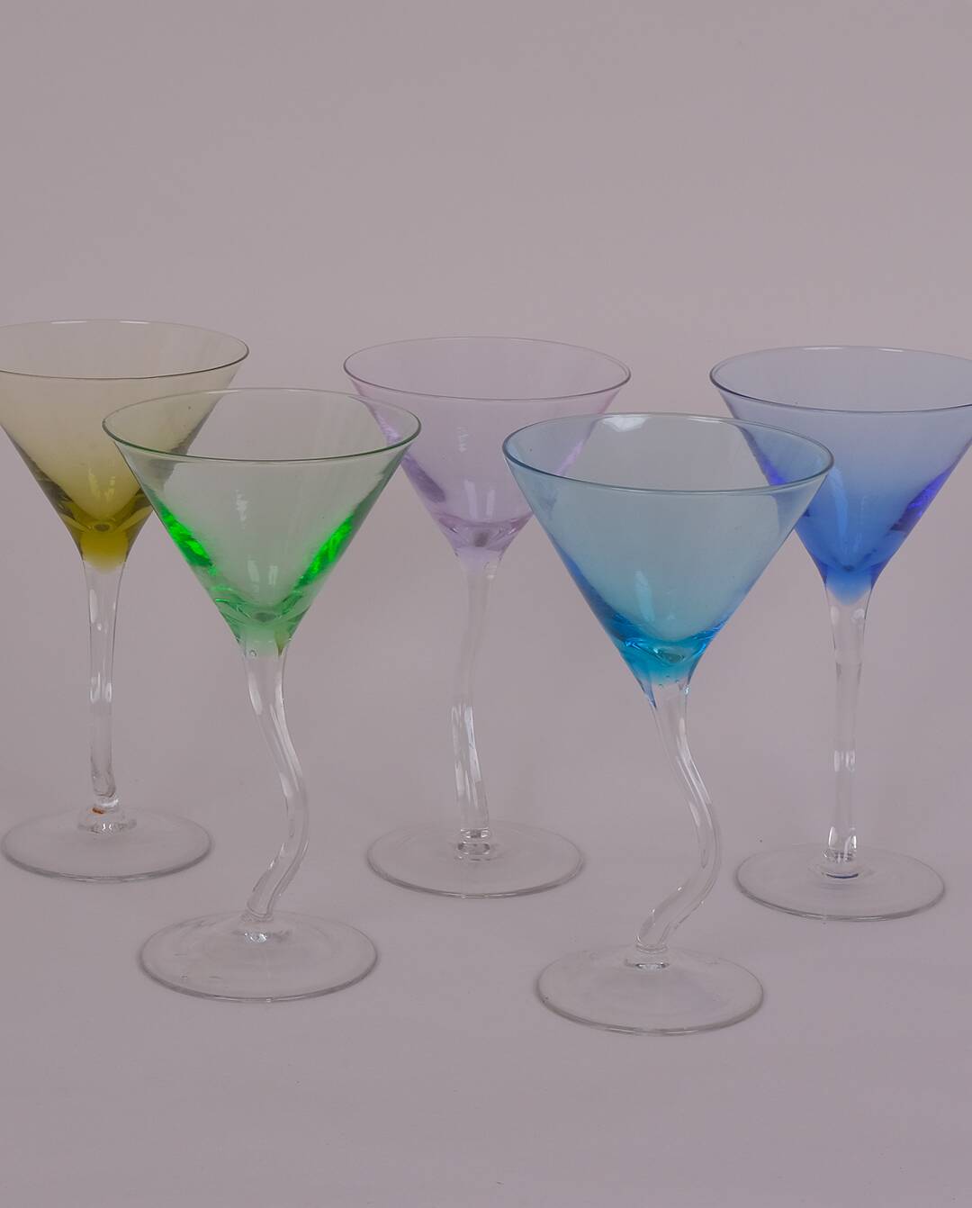 Tinted glass martini glasses x5