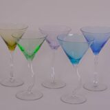 Tinted glass martini glasses x5