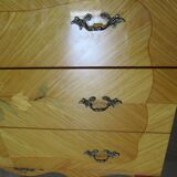 Vintage Louis XV style chest of drawers in citron wood veneer