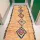 Vintage beige apricot Berber hallway rug with colourful patterns – 280 × 110 cm