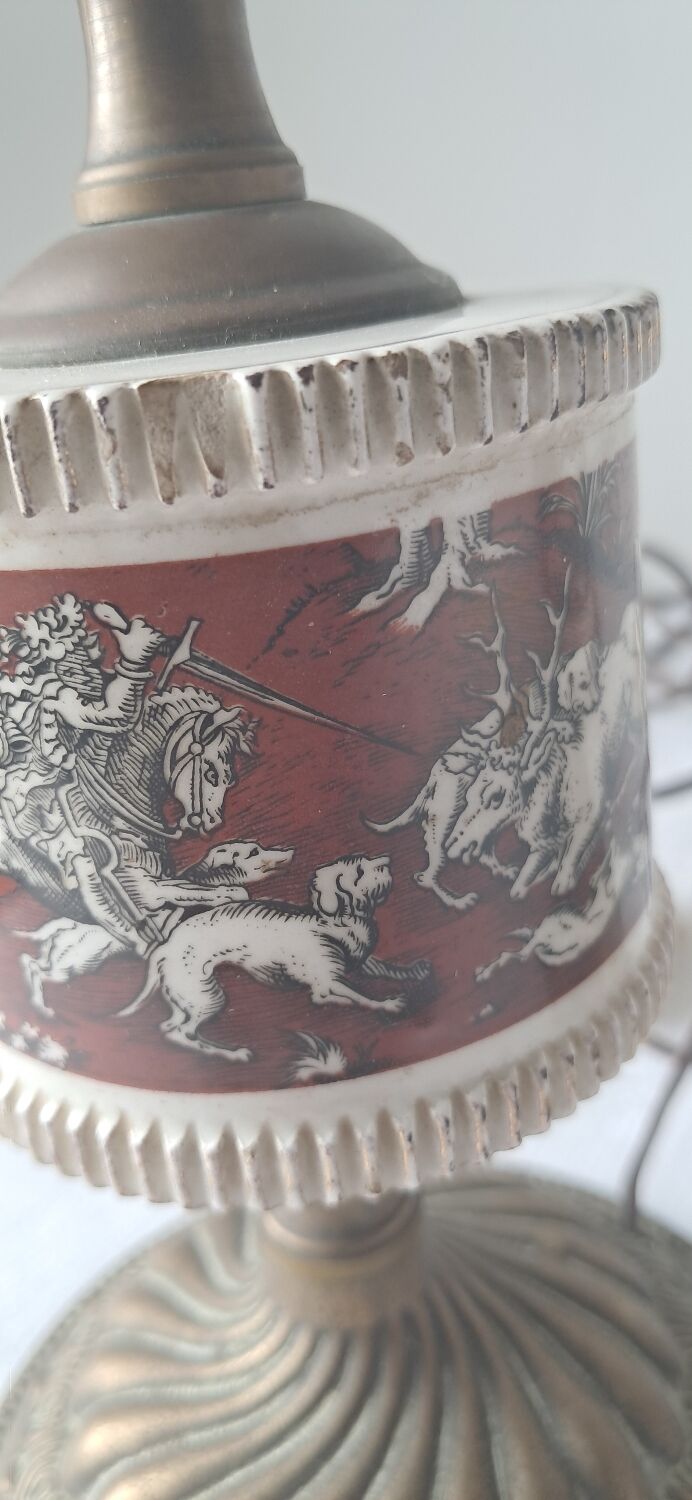 Pair of vintage brass/ceramic lamps