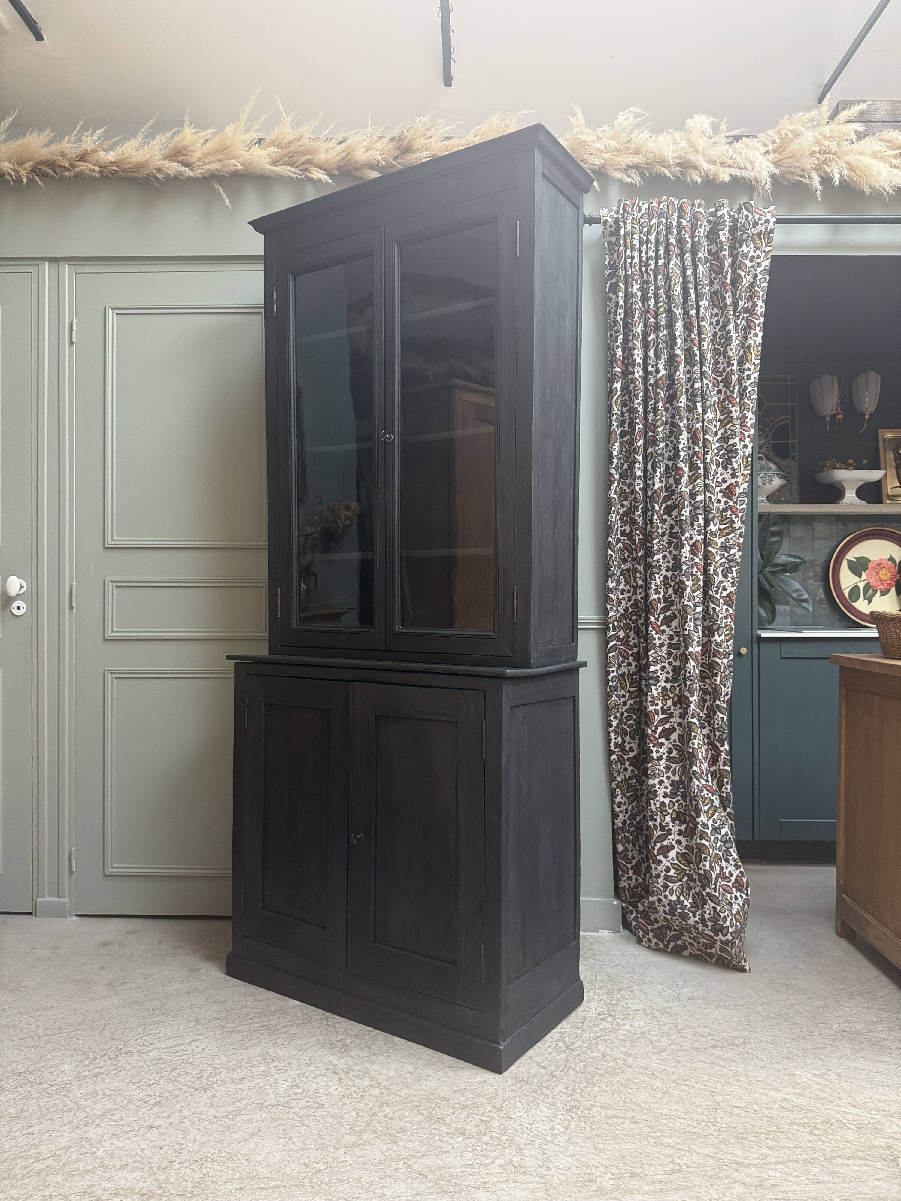 Two-body antique black sideboard (renovated)