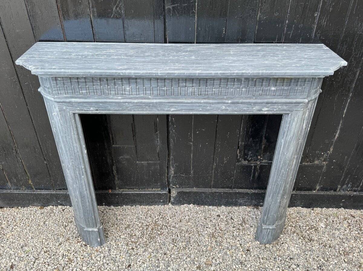Half-moon Louis XVI Style Fireplace In Turquin Blue Marble Circa 1900