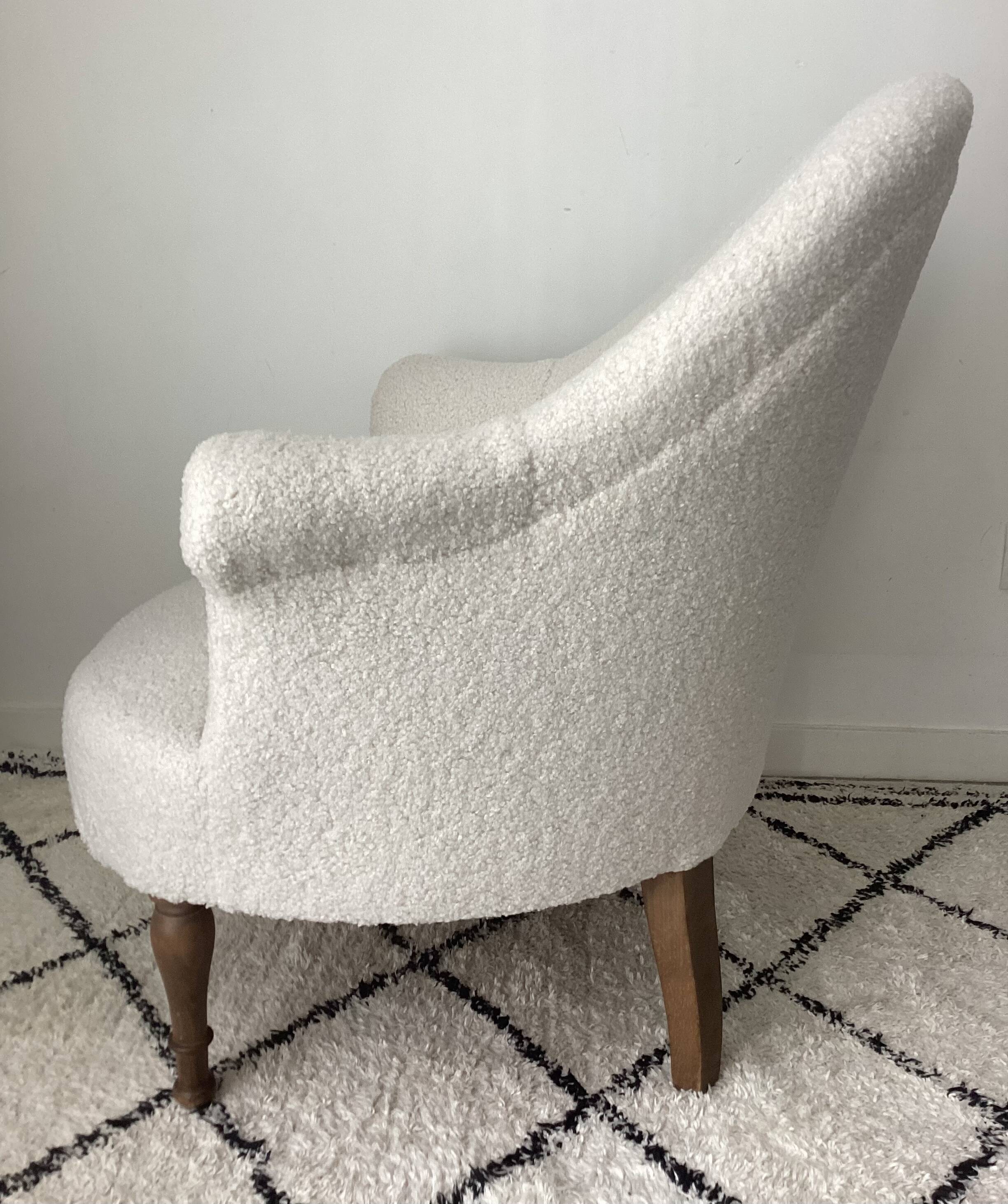 Fully restored toad chair with bouclette fabric