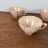 Digoin-Sarrguemines Art Deco pink and red coffee/tea set