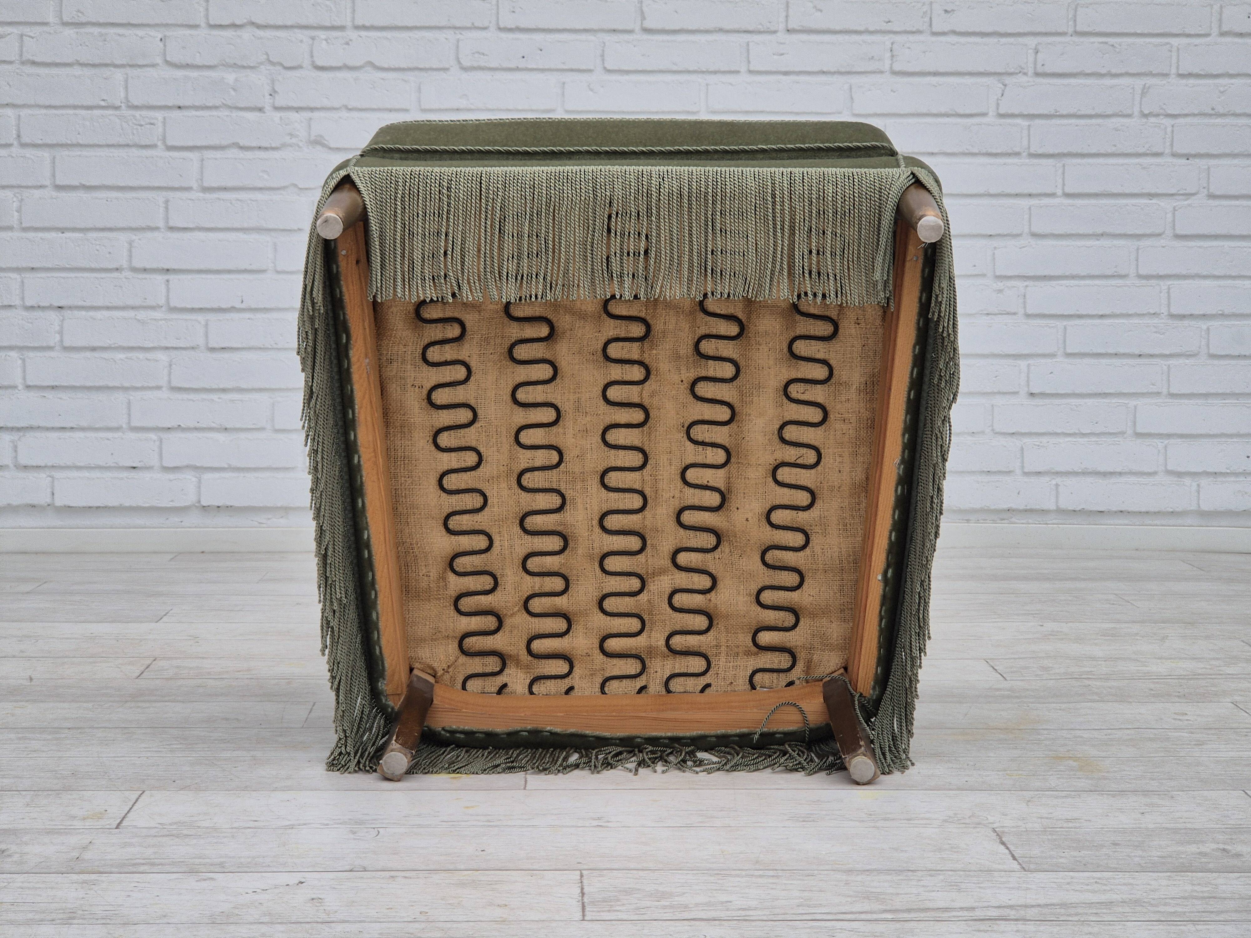 1970s, Danish armchair, velour, beech wood, original excellent condition.