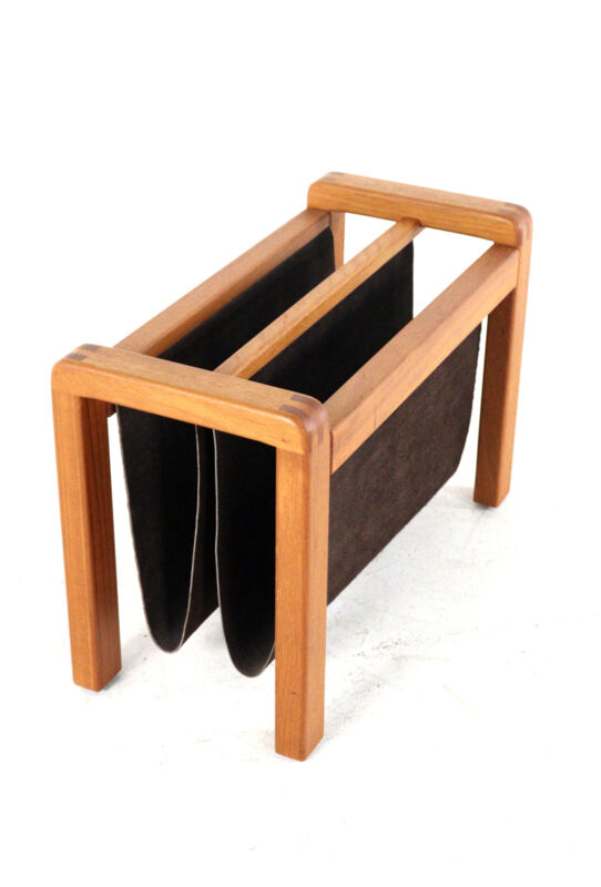 Salling stolefabrik magazine rack with leather in teak