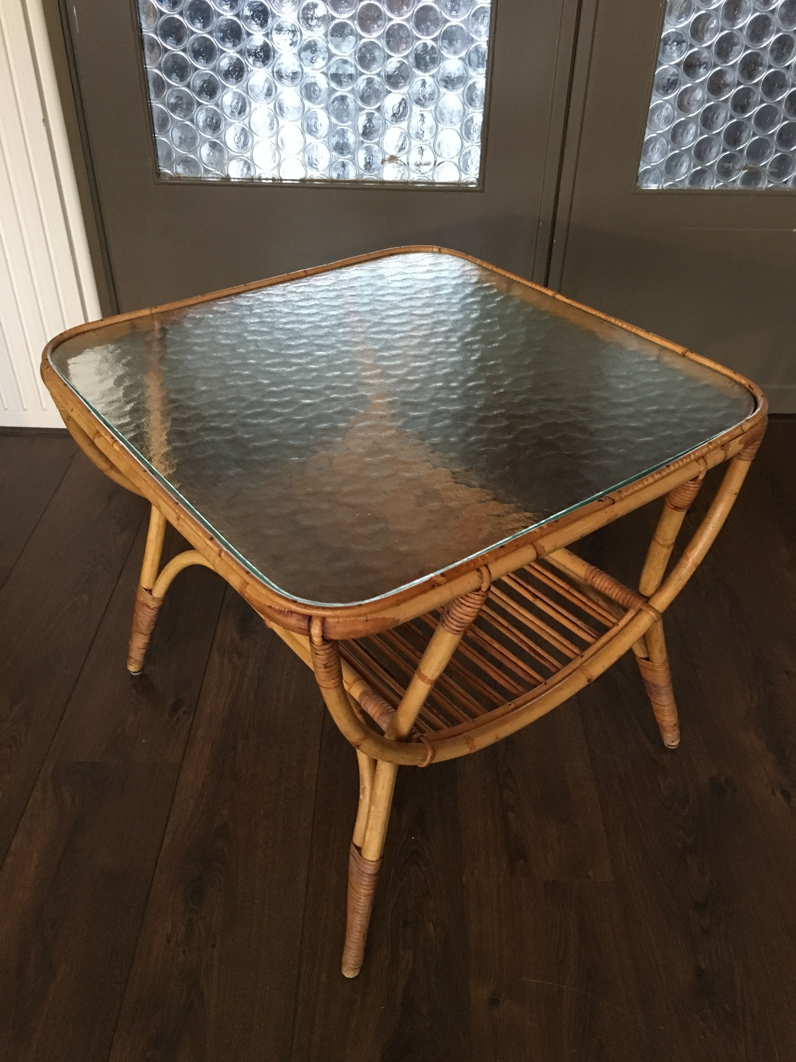 Rattan side table by Dirk van Sliedrecht for Rohé Noordwolde, 1950