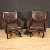 Paire de fauteuils italiens en skai