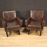 Paire de fauteuils italiens en skai