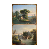 Counterpart of Paintings by Jean Ernest TEXIER (1829-1900) Fisher landscape