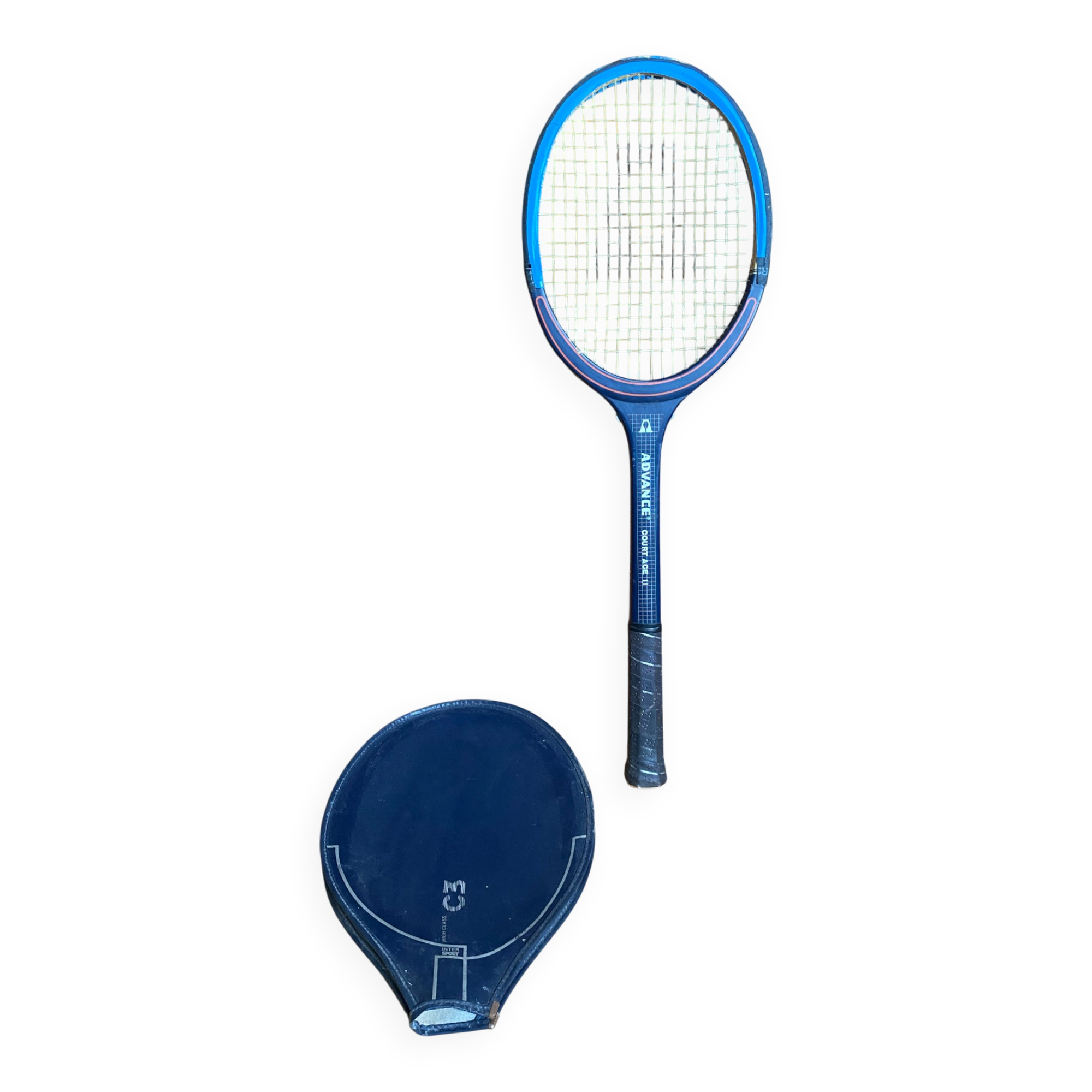 Vintage tennis racket courrier advance court ace 2 wood cover