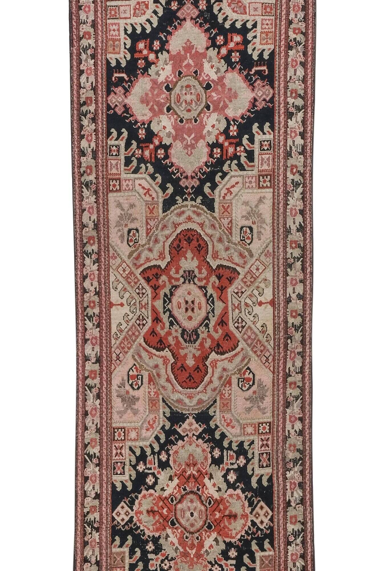 Vintage Turkish hallway rug 107x558 cm