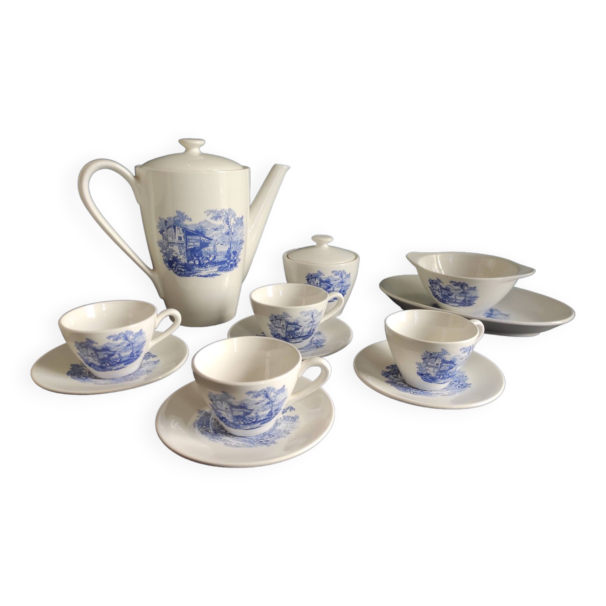 French Vintage Luneville porcelain coffee set