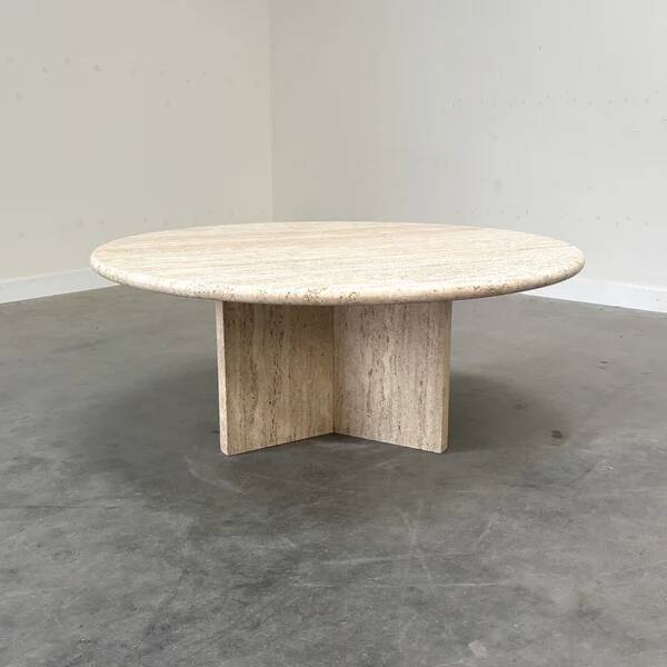 Round travertine coffee table, 1970s