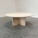 Round travertine coffee table, 1970s