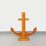 Large vintage decorative anchor in pine wood