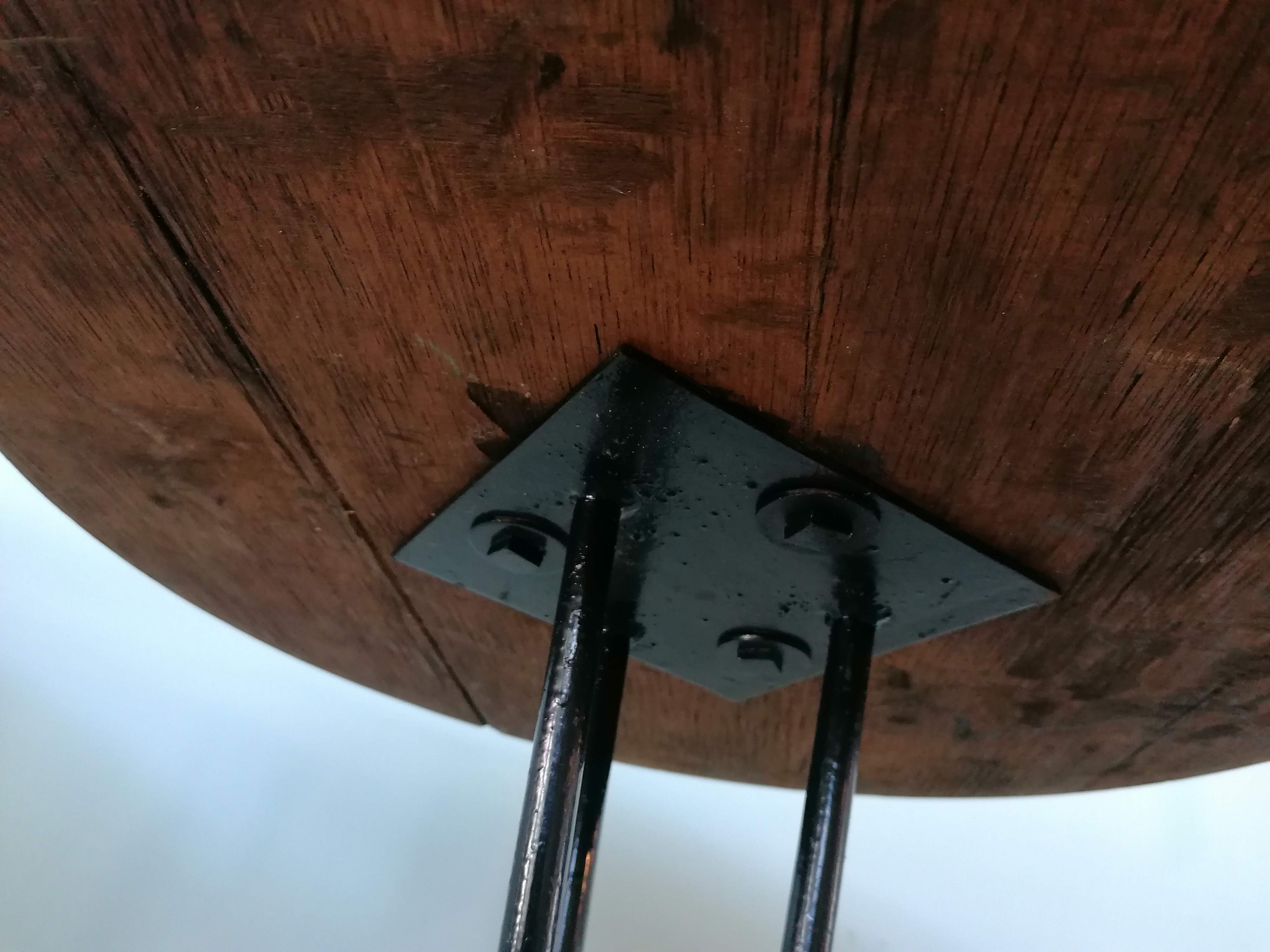 Pair of round vintage bistro tables, pedestal table