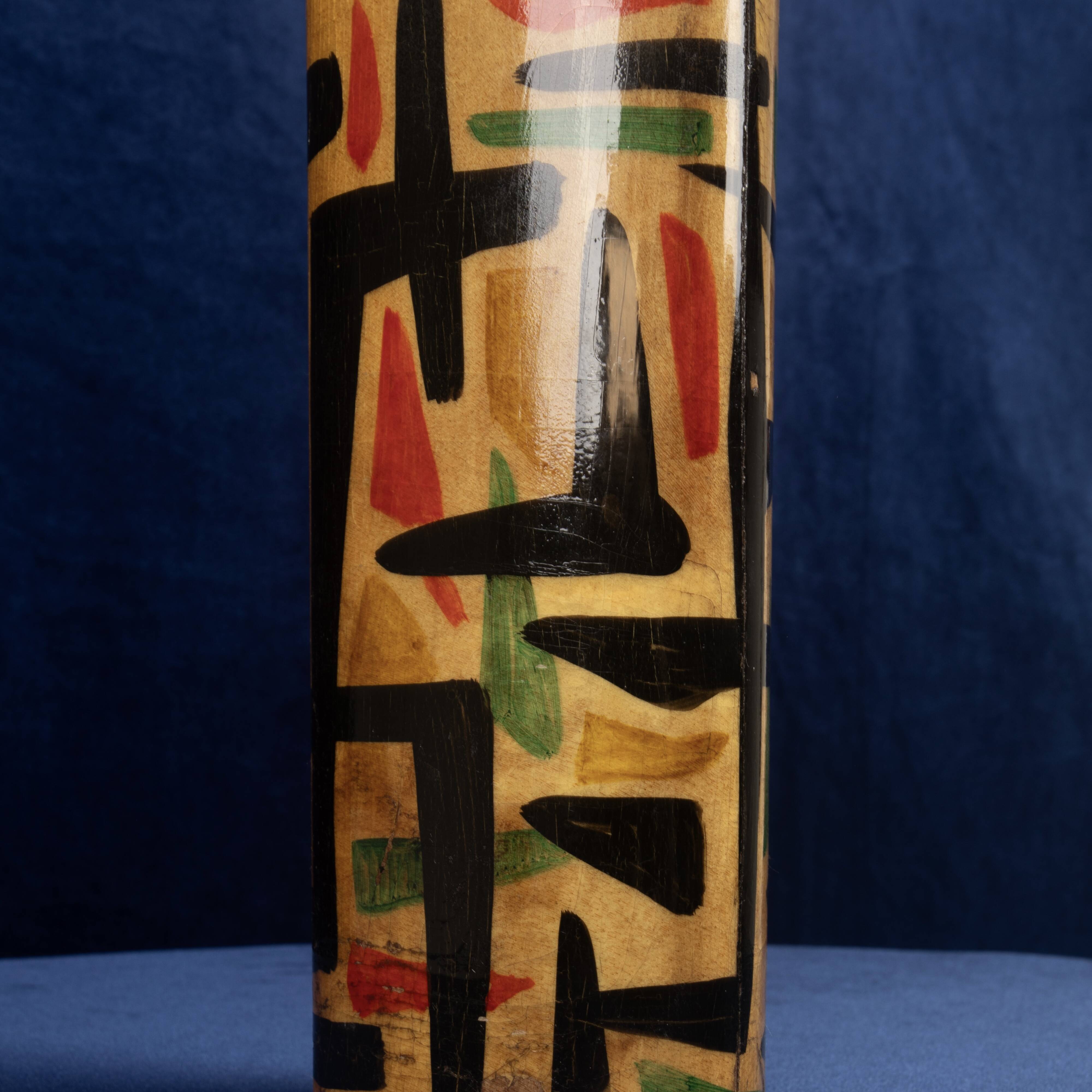 Aldo Tura Mod. 796D Parchment Thermos with Abstract Decoration, 1940