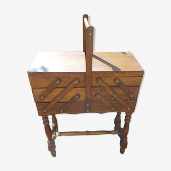 Oak sewing cart