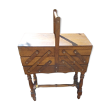 Oak sewing cart