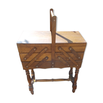 Oak sewing cart