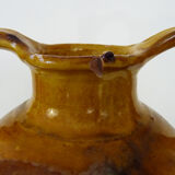 Gargoulette à eau poterie en terre cuite jaune marron vernissé. XIXème