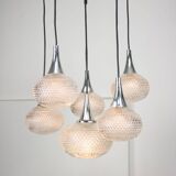 Vintage Italian Crystal and Chrome Chandelier, 70s