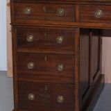 George III double-sided partner's desk in walnut circa 1780 with original handles.