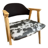 Fauteuil bois imprimé Vache