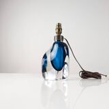 Orrefors Swedish Modern Blue Cased Glass Table Lamp Numbered 1950s