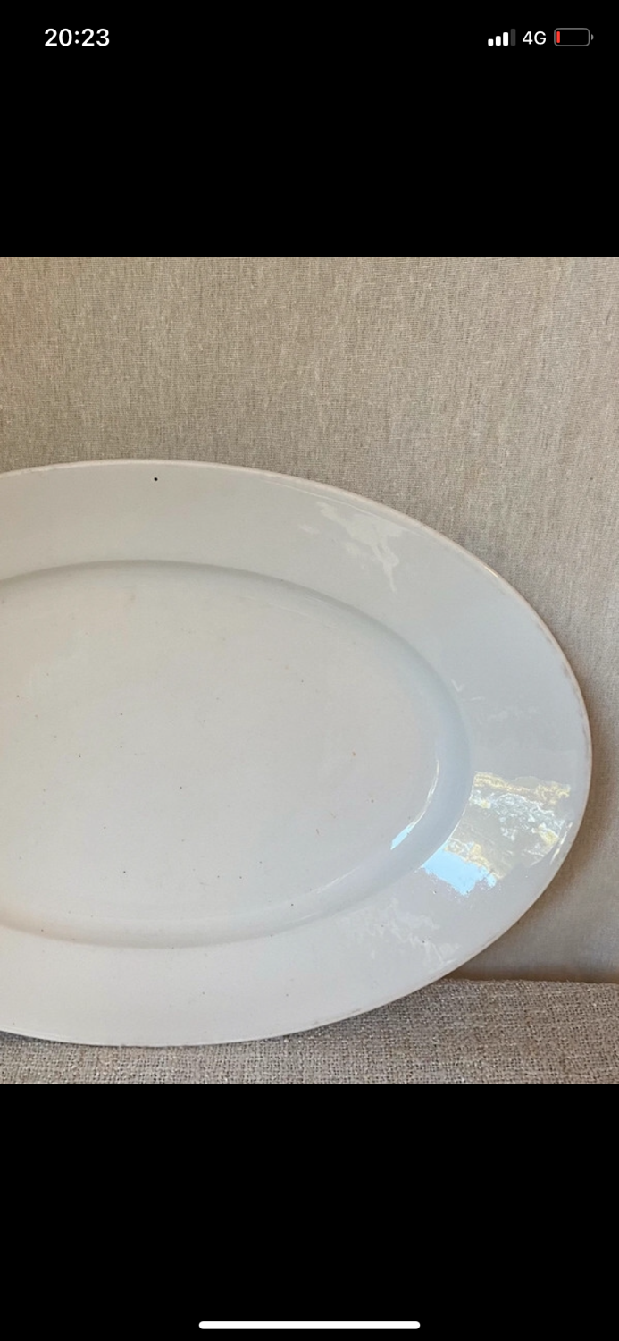 Large oval white earthenware dish