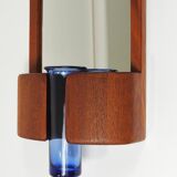 Danish wall mirror by Jacob Hermann & Per Lütken and Holmegaard glass vase, 1960s.