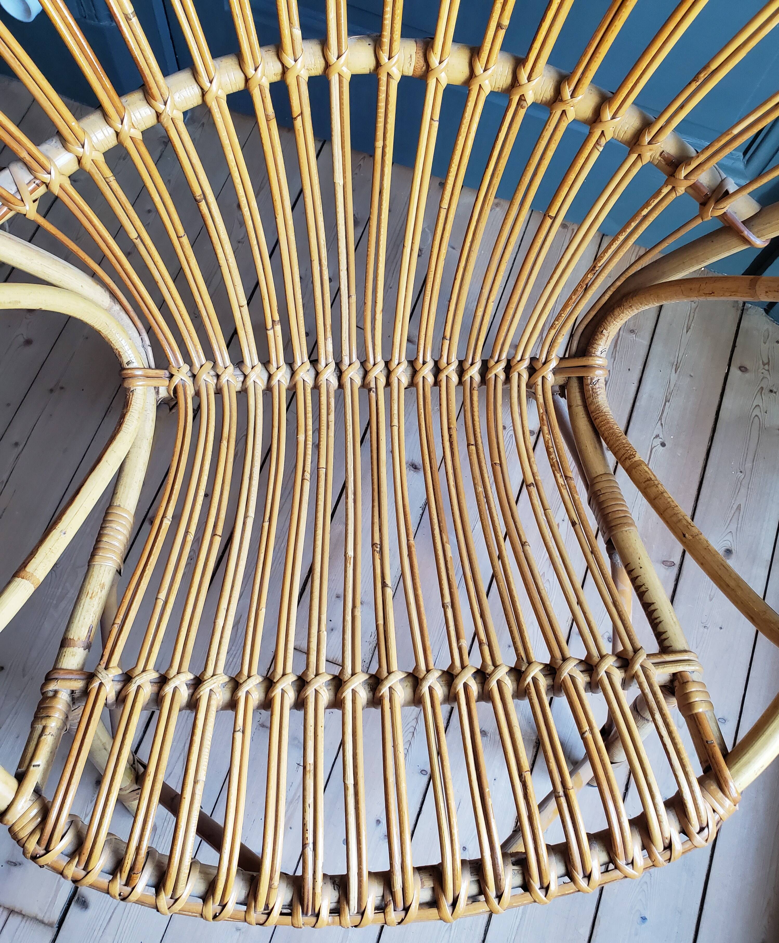 60's rattan fan chair