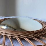 Vintage Rattan Witch Mirror
