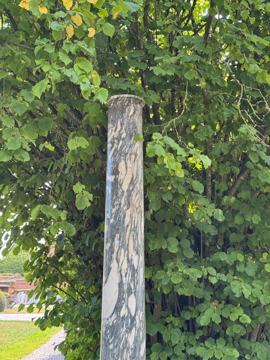 Pair of large green and white cipollino marble columns, 294cm high, Italy circa 1880