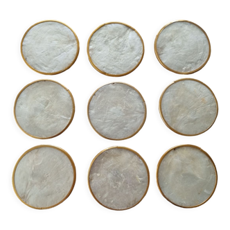 Ensemble de 9 sous-verres en nacre
