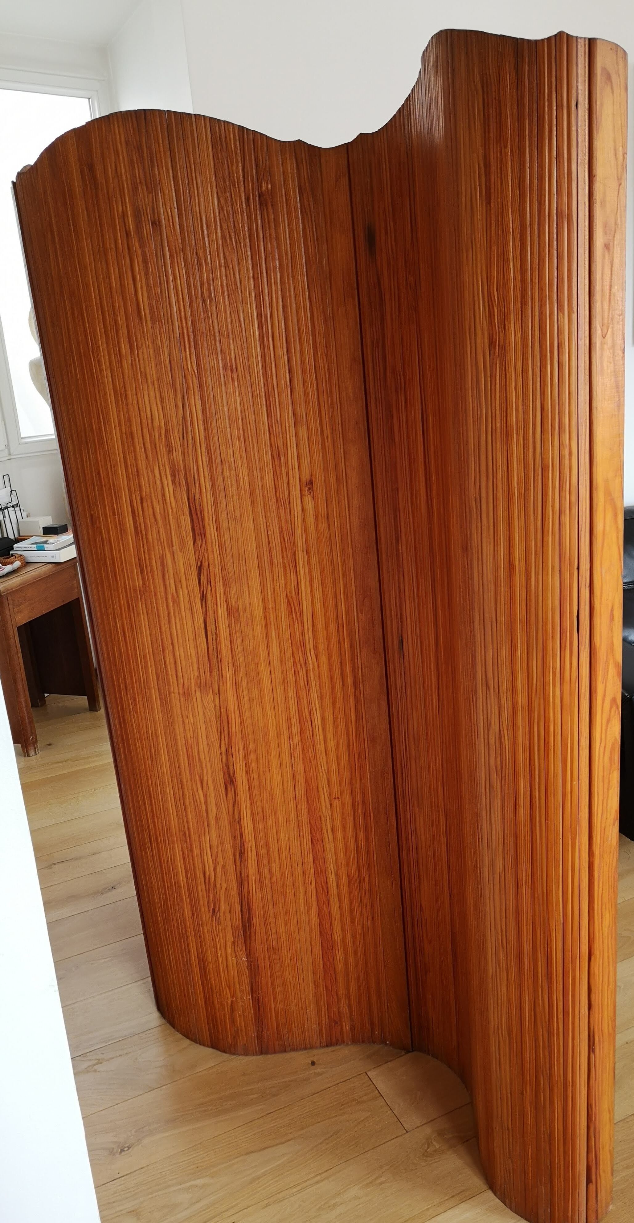 Screen old 50s style Baumann corrugated wood articulated vintage