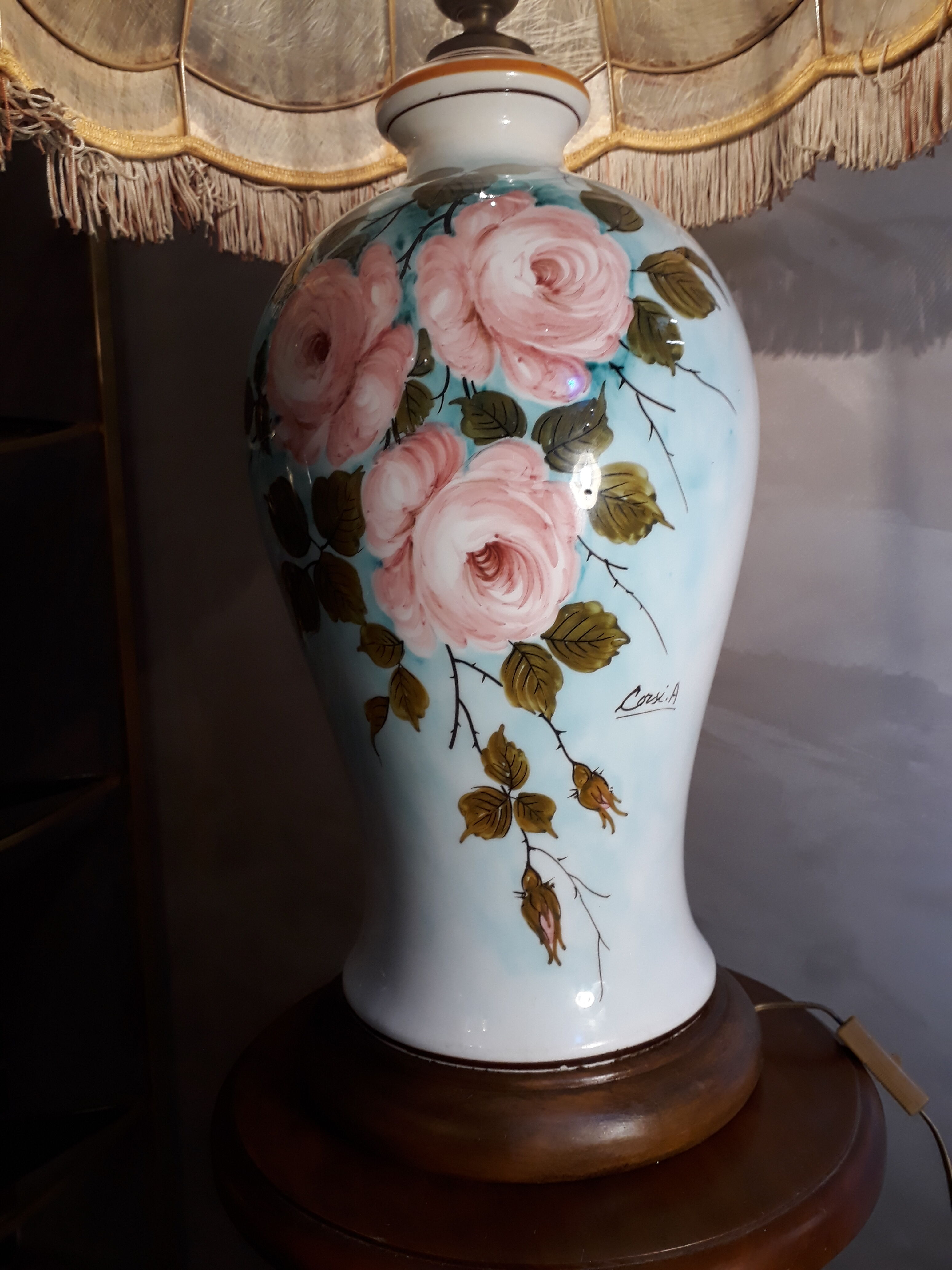 large handmade paint lamp,h84x46cm abatjour artdeco