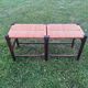 Two-seater straw bench, French rural style, wood and rush, early 20th century.