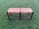 Two-seater straw bench, French rural style, wood and rush, early 20th century.