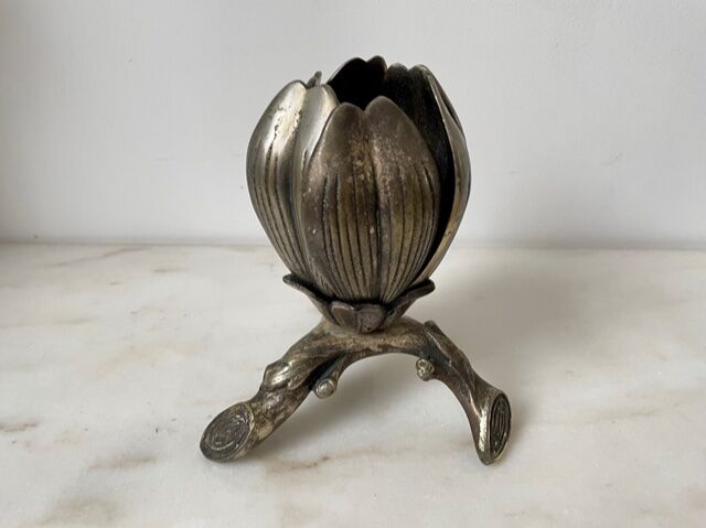 Ashtray flower 1970 silver bronze