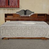 Cozy set and Art Deco bed in solid walnut