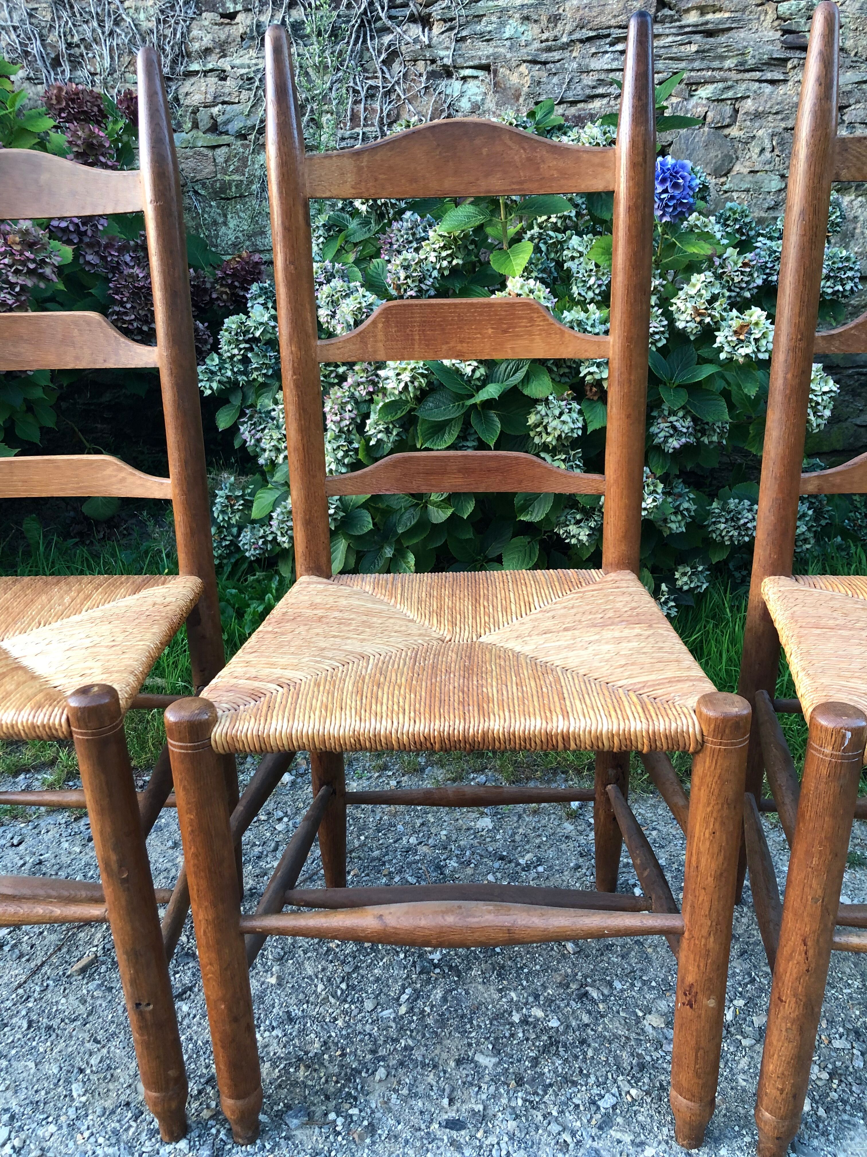 4 oak mulched chairs