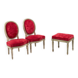 Pair of Louis XV style chairs and footrest