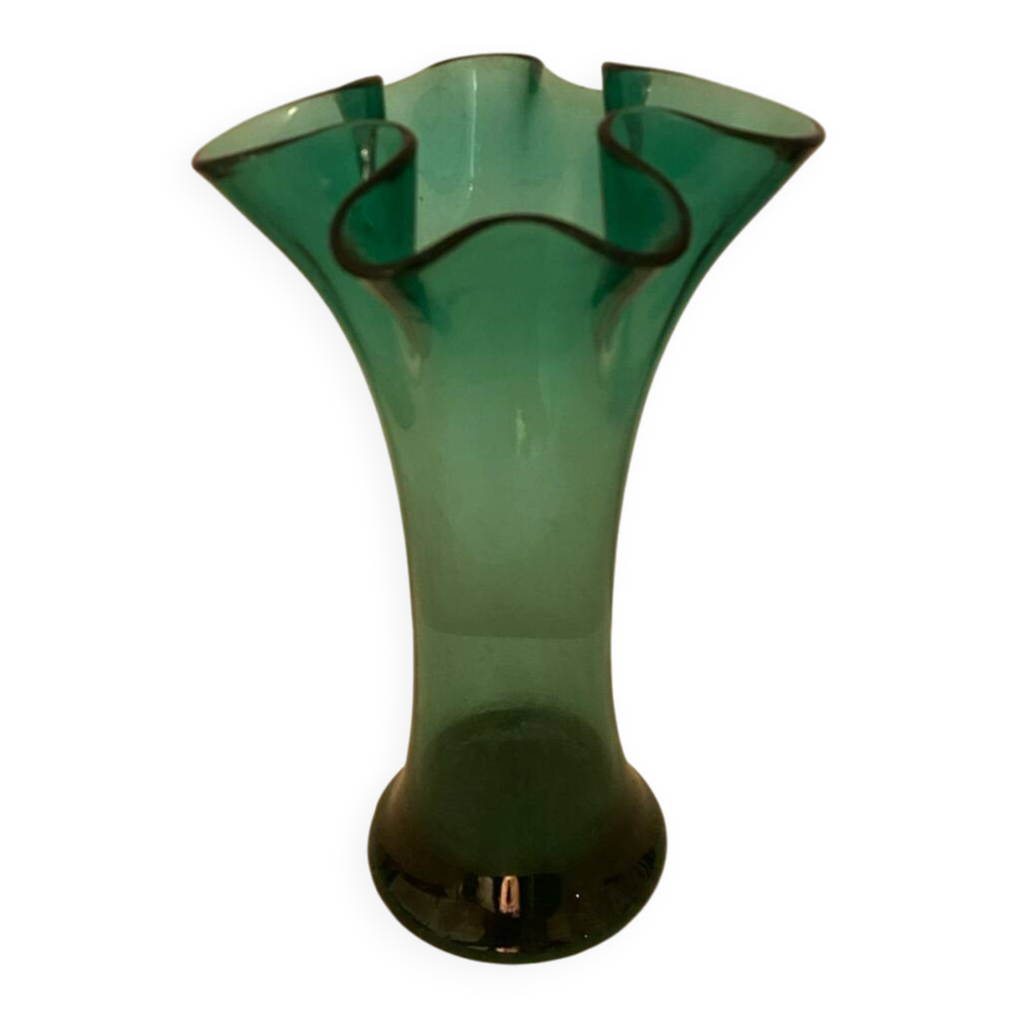 Vase vert verre soufflé blenko