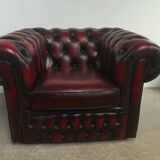 Chesterfield armchair burgundy leather