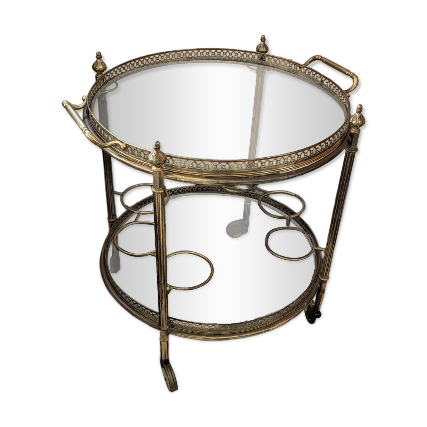 Desserte chariot bar en laiton et verre